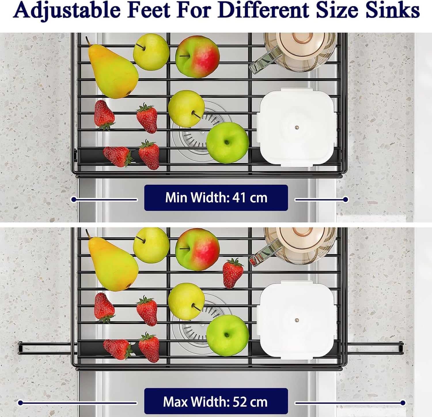 CARLA HOME Expandable Dish Drying Rack with Drainage Spout, Utensil Holder & Drainboardfor Kitchen Countertop Organizer (1 tier)
