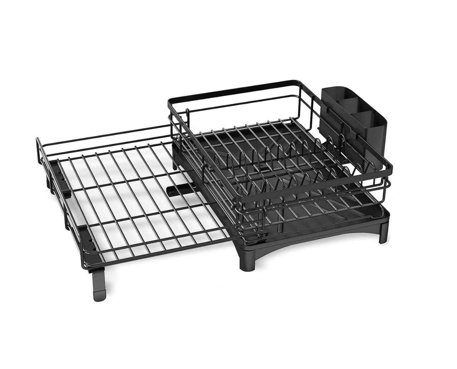 CARLA HOME Expandable Dish Drying Rack with Drainage Spout, Utensil Holder & Drainboardfor Kitchen Countertop Organizer (1 tier)