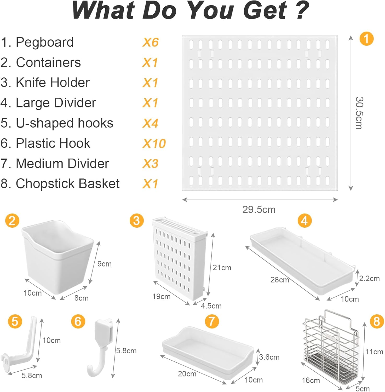 CARLA HOME Pegboard Wall Organizer Kit with 6 Modular Pegboards & 21 Accessories for Kitchen, Office, Gaming & Craft Storage