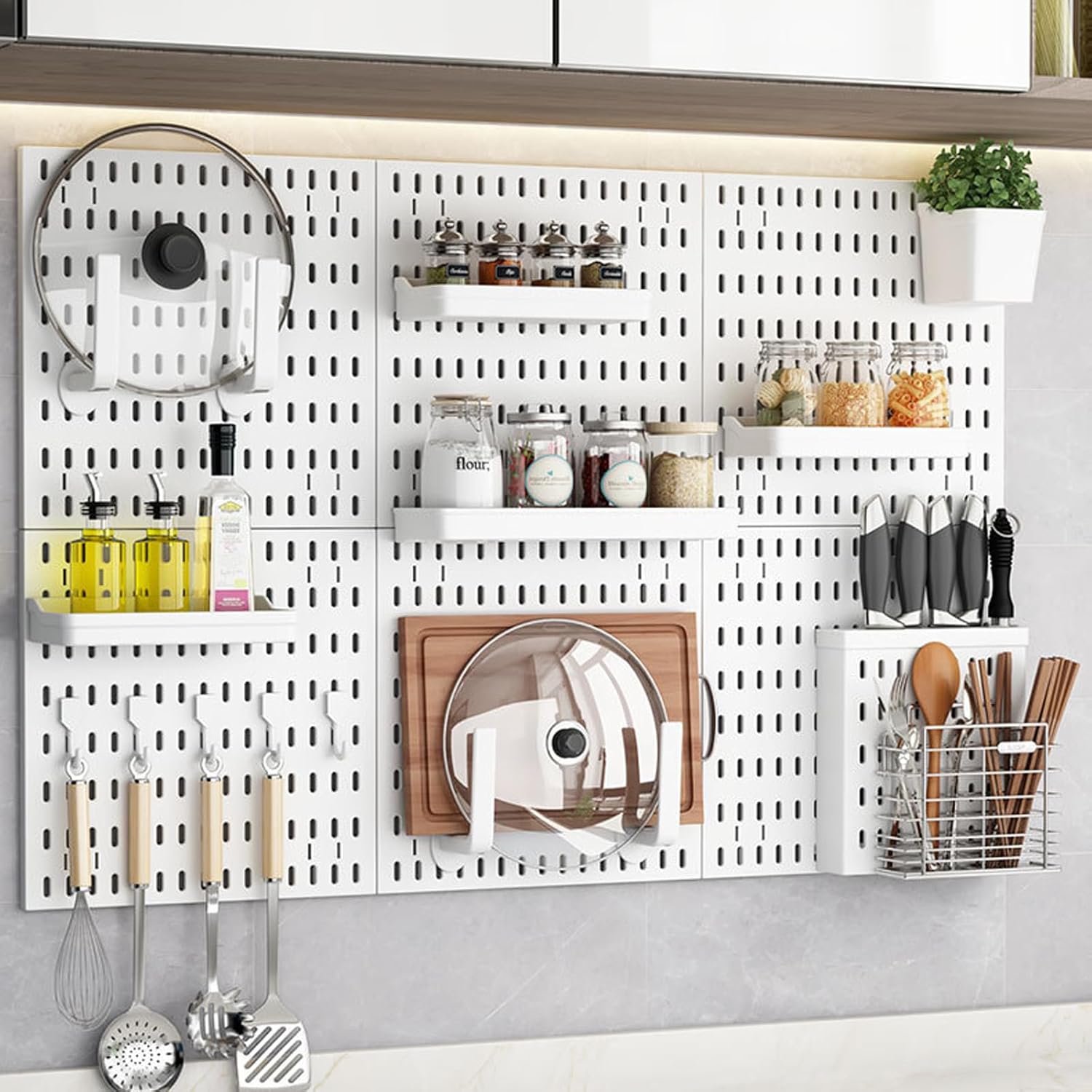 CARLA HOME Pegboard Wall Organizer Kit with 6 Modular Pegboards & 21 Accessories for Kitchen, Office, Gaming & Craft Storage