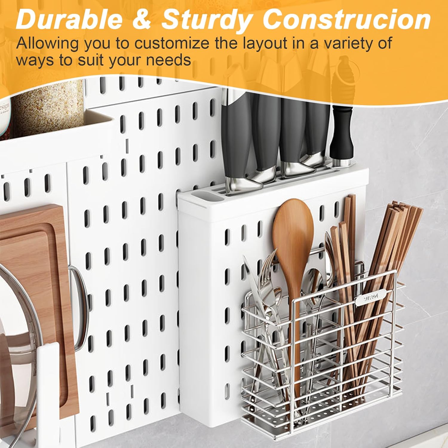 CARLA HOME Pegboard Wall Organizer Kit with 6 Modular Pegboards & 21 Accessories for Kitchen, Office, Gaming & Craft Storage