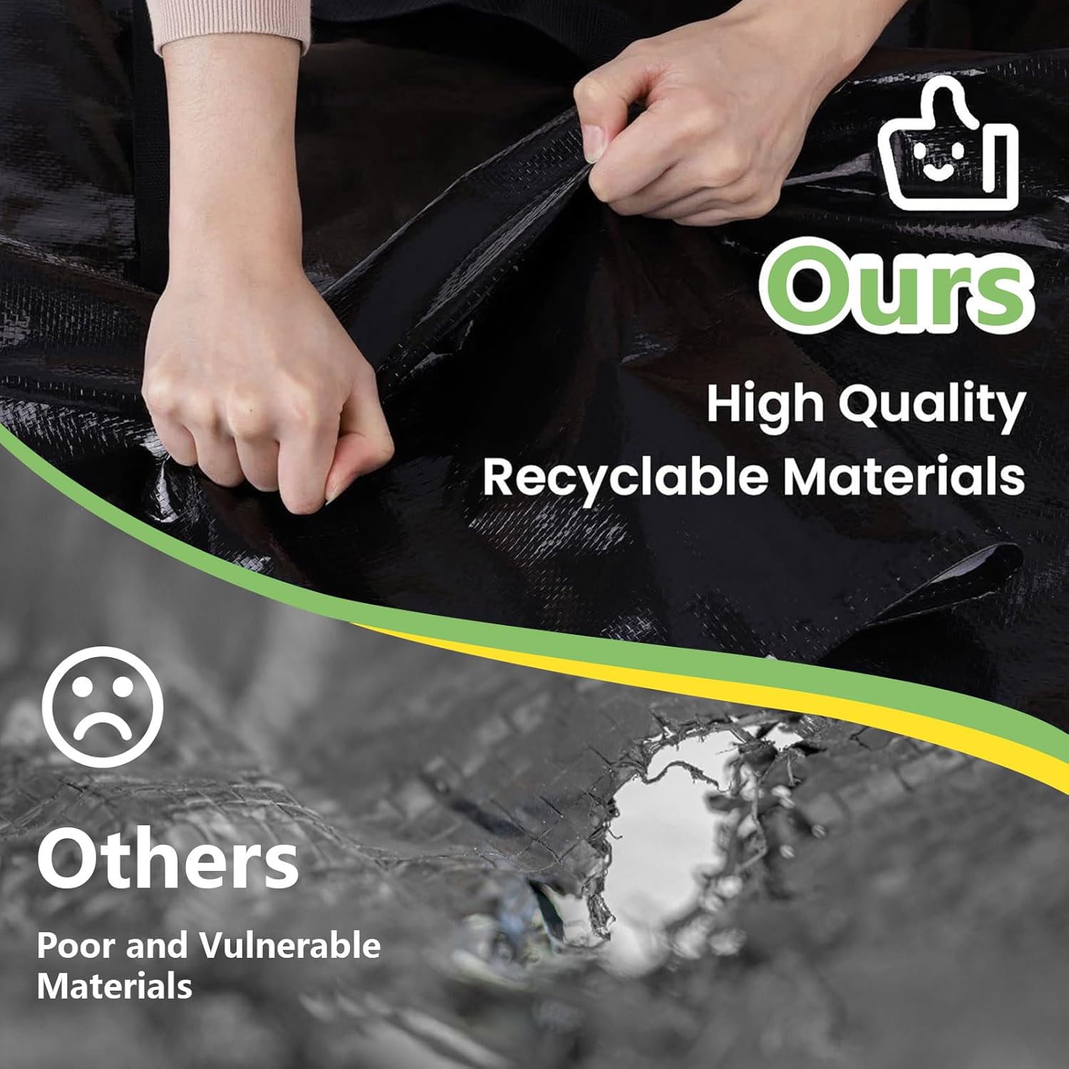 CARLA HOME 6-Pack Large Moving Storage Bags with Zippers & Handles with 95 Liters Capacity for Space Saving, Travel, Camping & Organization (Black)