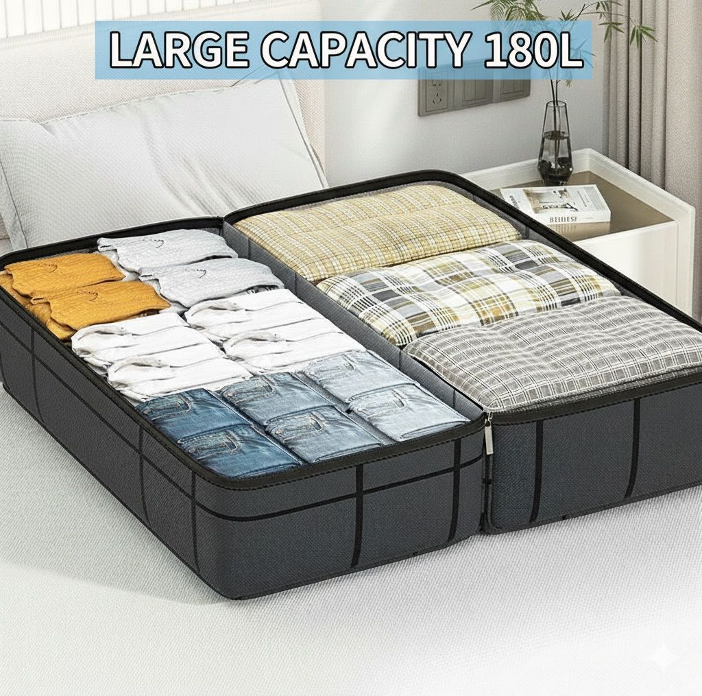 CARLA HOME 2-Pack 180L Extra Large Moving Storage Bags with Handles & Duty Zippered for Clothes, Travel, Space Saving & Camping