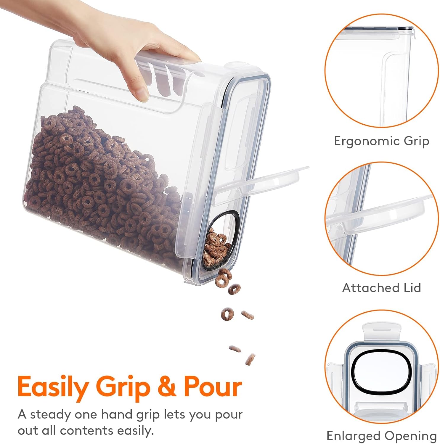 CARLA HOME Airtight Cereal Storage Containers BPA-Free Food Dispensers with Pouring Lids for Pantry & Kitchen (4 Pack 2,5L)
