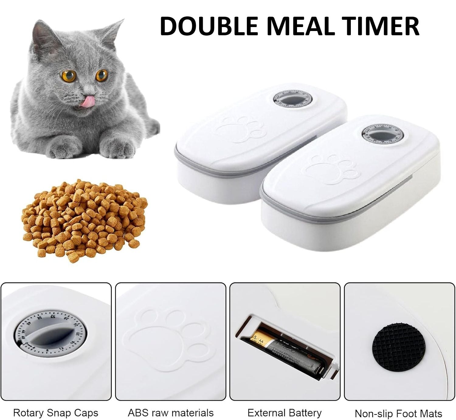CARLA HOME 2 Meal Automatic Pet Feeder with Timer for Cat & Dog Wet & Dry Food (Dual Bowl 700ML)