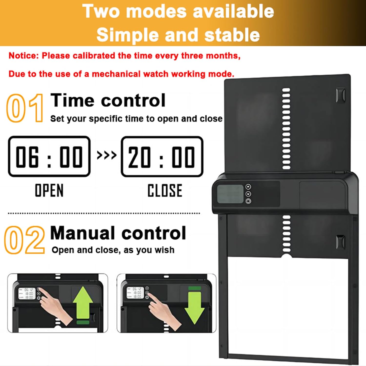 CARLA HOME Automatic Chicken Coop Door with Timer & LCD Screen, Anti-Pinch Safety, Easy Battery Operation & Weatherproof for Outdoor Coops