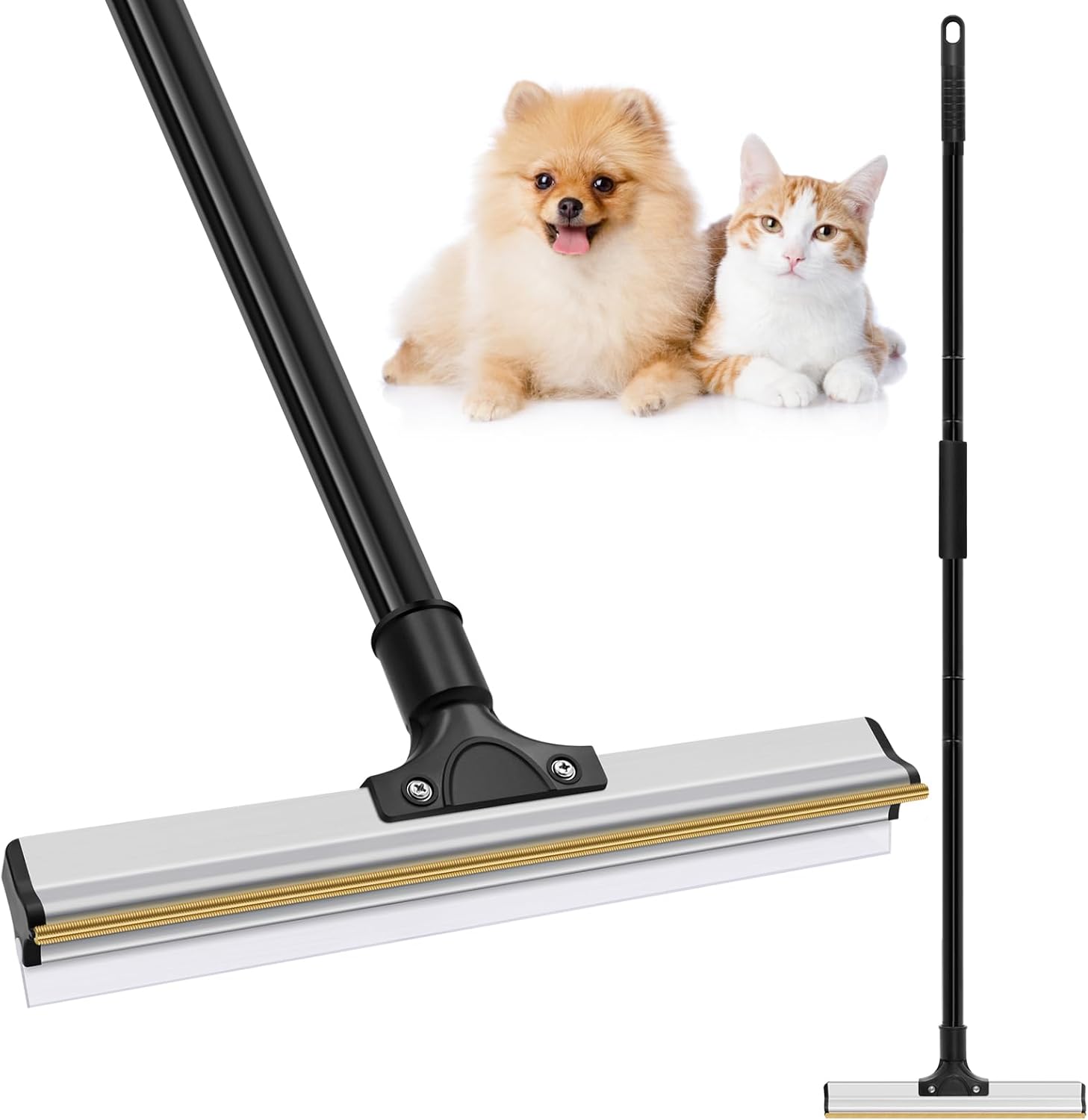 CARLA HOME Pet Hair Remover Broom with Long Handle, Reusable Fur & Lint Remover for Dog & Cat Hair
