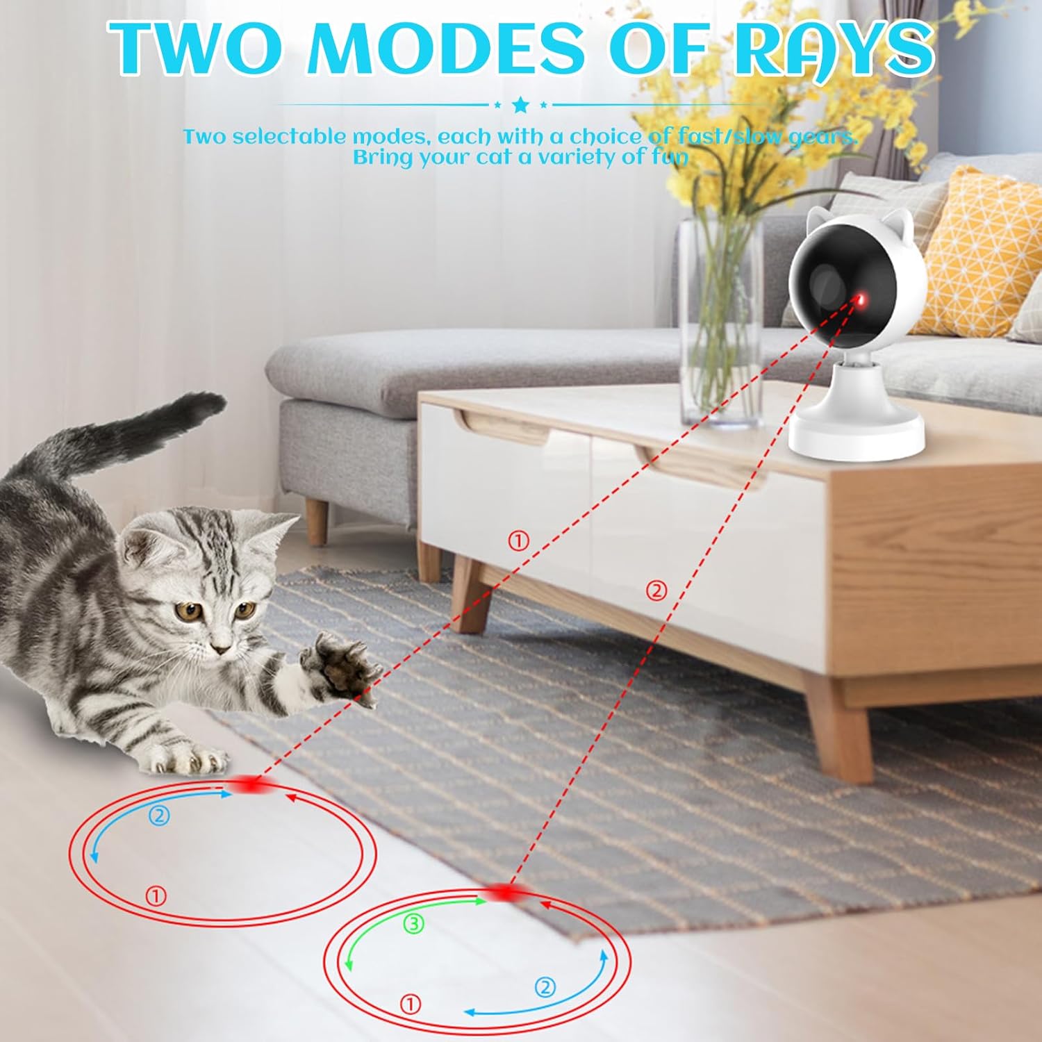 CARLA HOME Interactive Laser Toy for Cats with Adjustable Angle, USB Rechargeable & 2 Speed Modes