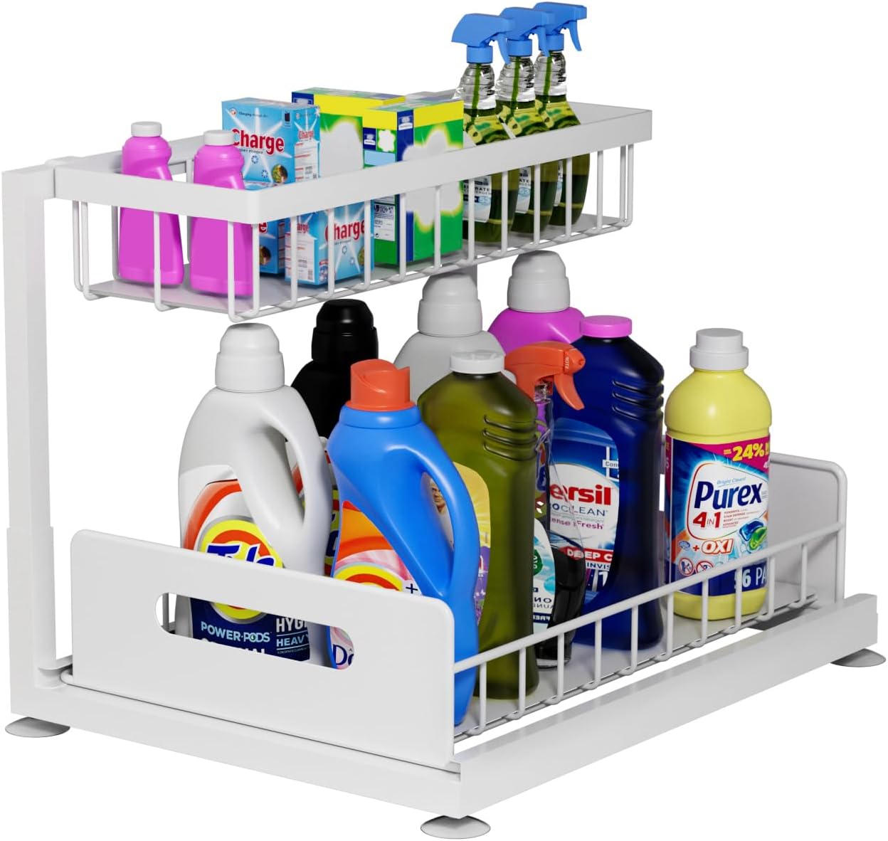 CARLA HOME 2 pack Under Sink Organiser with Sliding Drawers & 2 tier for Kitchen & Bathroom