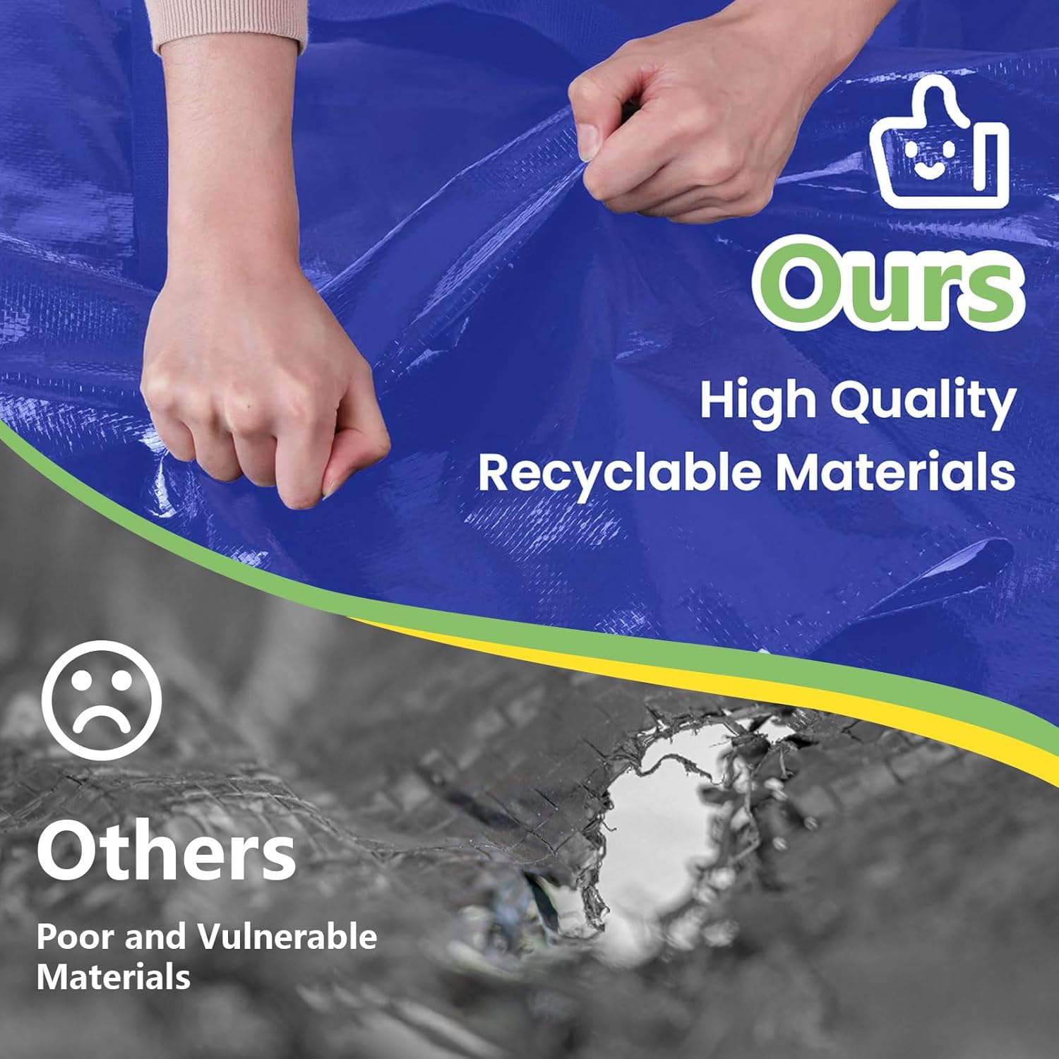 CARLA HOME 12-Pack Large Moving Storage Bags with Zippers & Handles with 95 Liters Capacity for Space Saving, Travel, Camping & Organization (Blue)