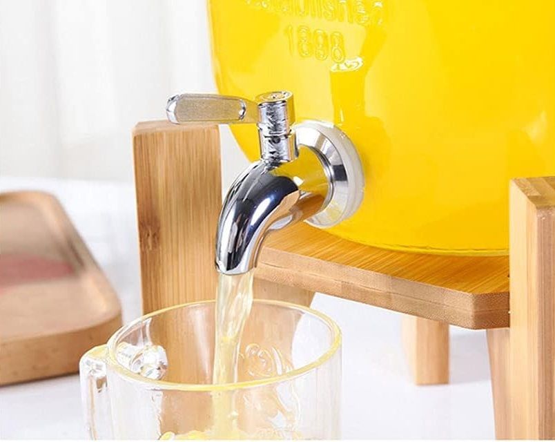 CARLA HOME 5L Glass Drink Dispenser with Metal Stand, Wide Mouth Beverage Jar & Stainless Steel Tap for Lemonade, Iced Tea, Water & Fruit-Infused Drinks