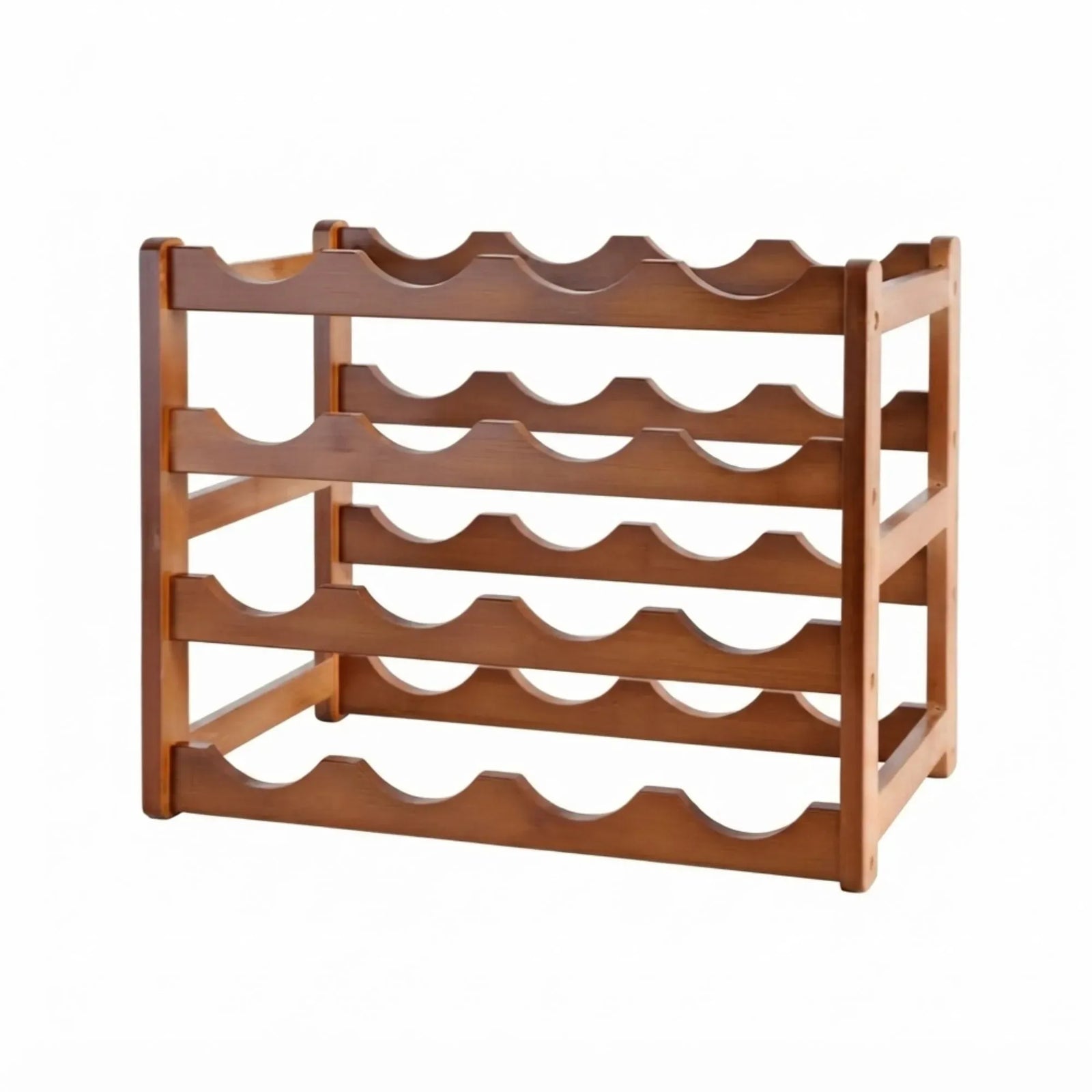 CARLA HOME 4 Tier Wooden Wine Rack, 16 Bottle Storage, Brown