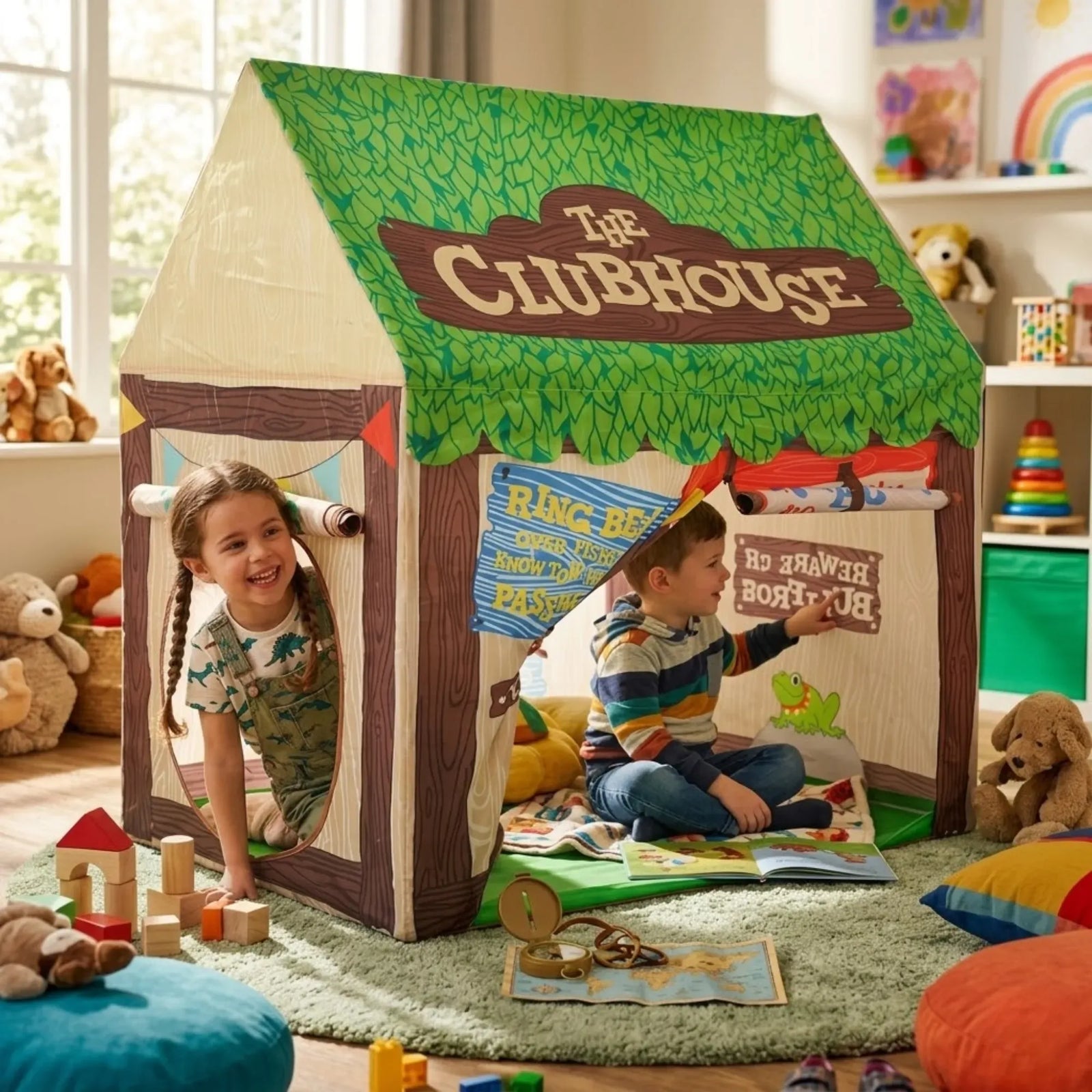 CARLA HOME Kids Clubhouse Play Tent - Green - Outdoor Play Equipment Play Tents & Tunnels