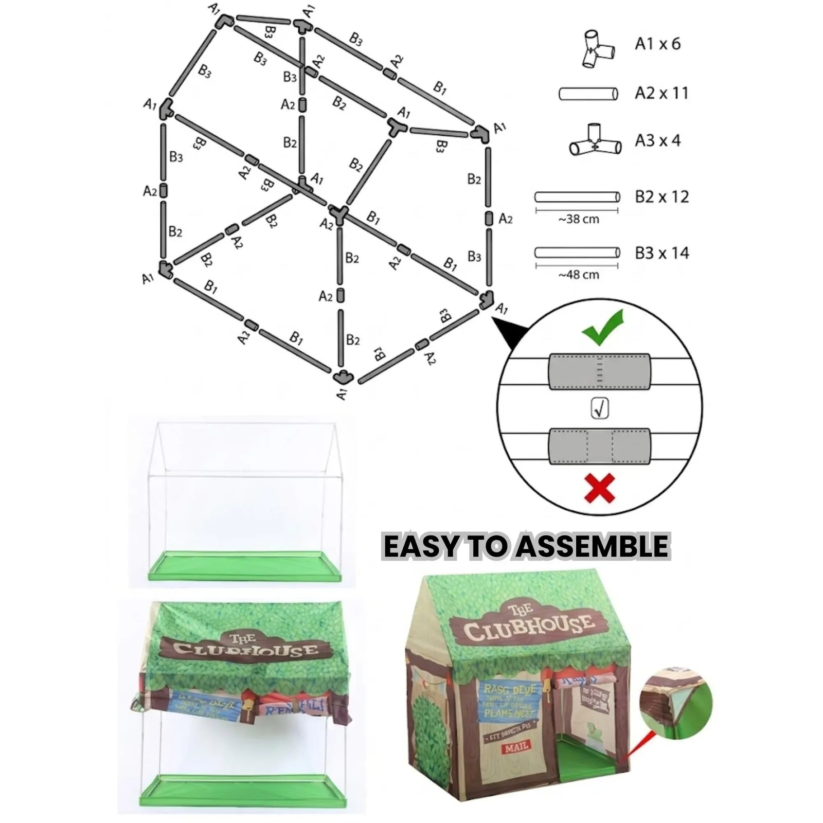 CARLA HOME Kids Clubhouse Play Tent - Green - Outdoor Play Equipment Play Tents & Tunnels