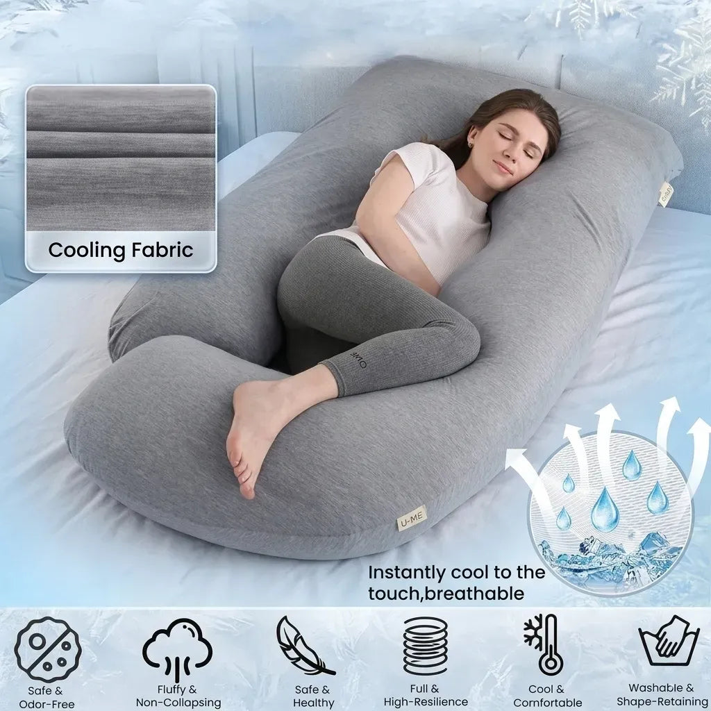 CARLA HOME U Shaped Pregnancy Pillow for Full Body Support Grey - Polyester - Full Body Pillow