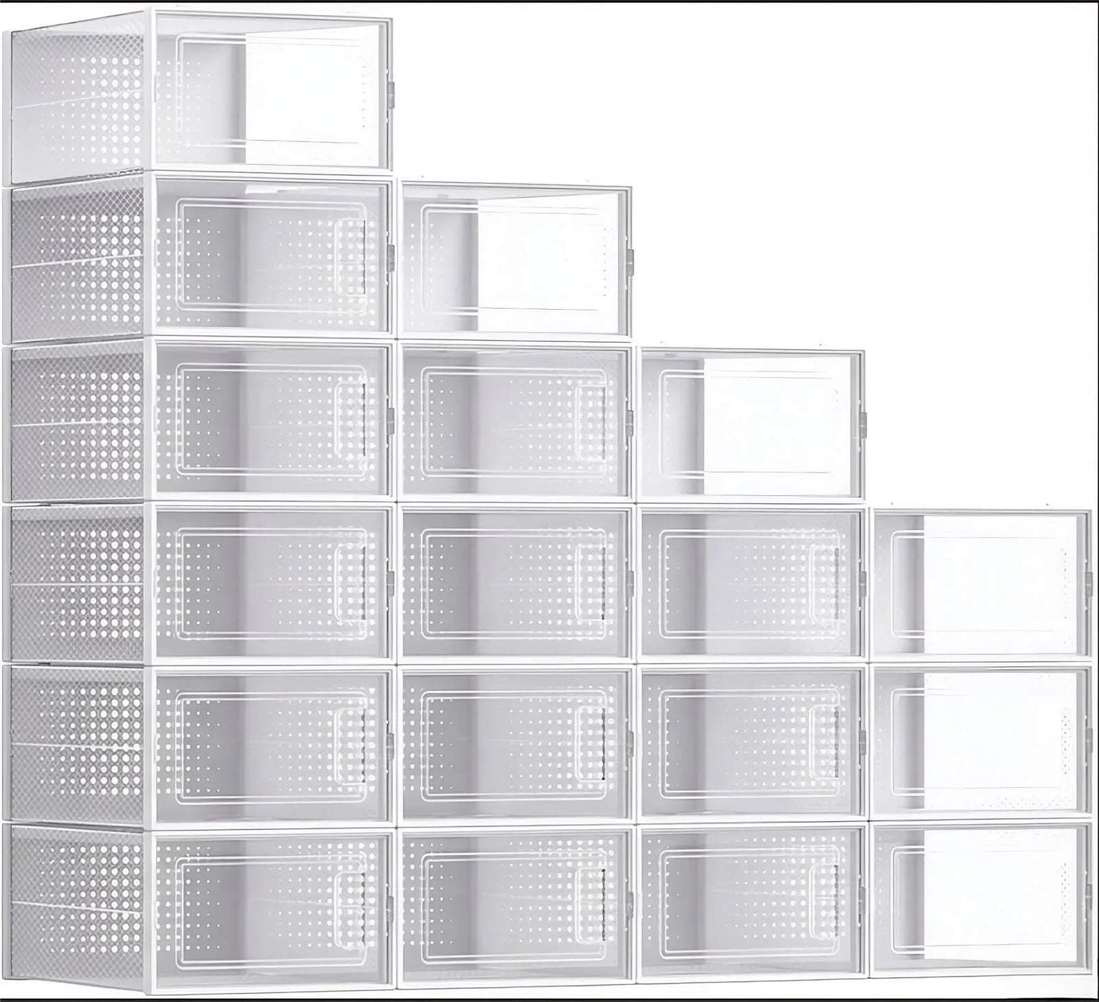 CARLA HOME 18-Pack Shoe Storage Boxes - Clear Stackable - White - Shoe Box Storage