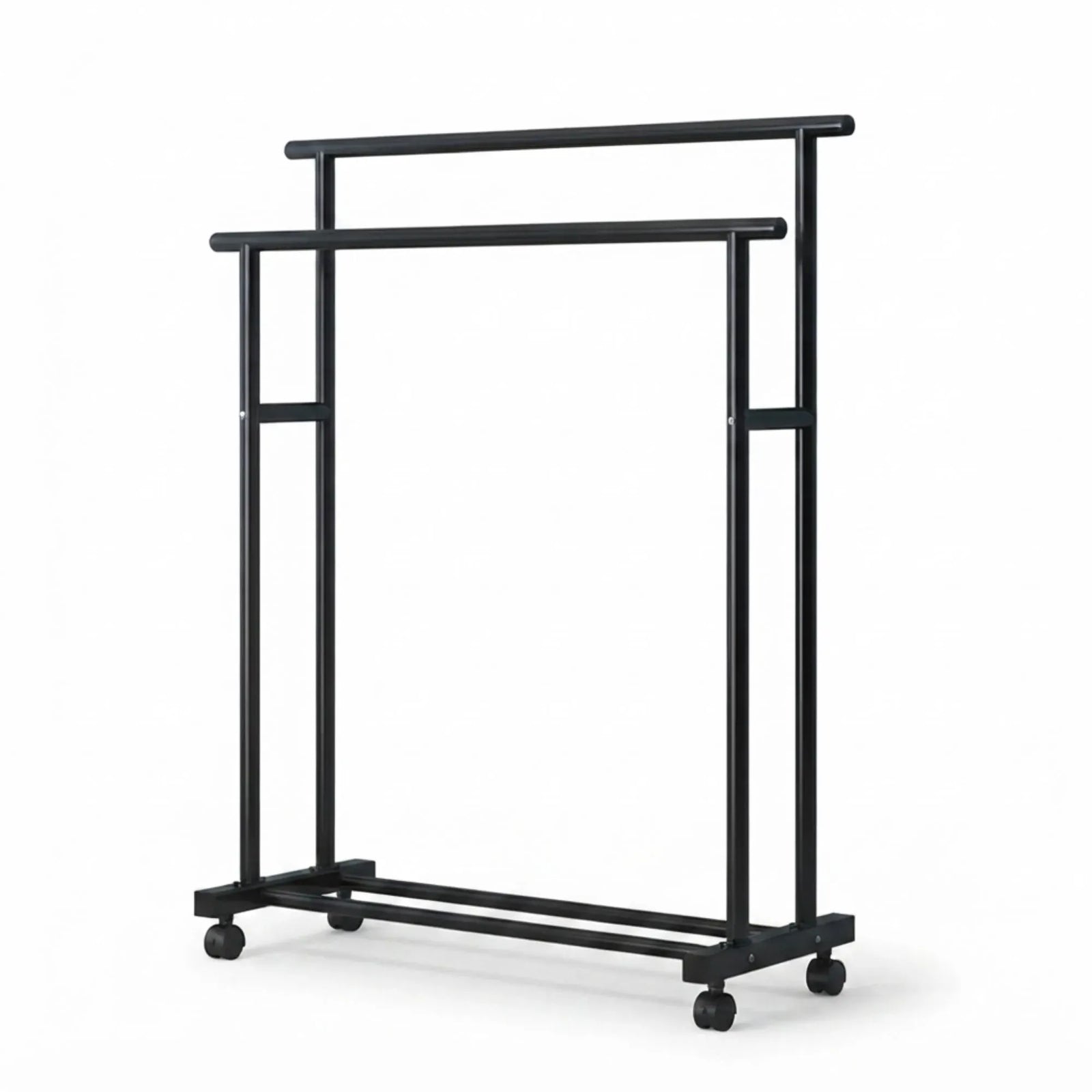 CARLA HOME Double Rod Clothes Rack with Wheels, Metal, Portable Wardrobe Rack