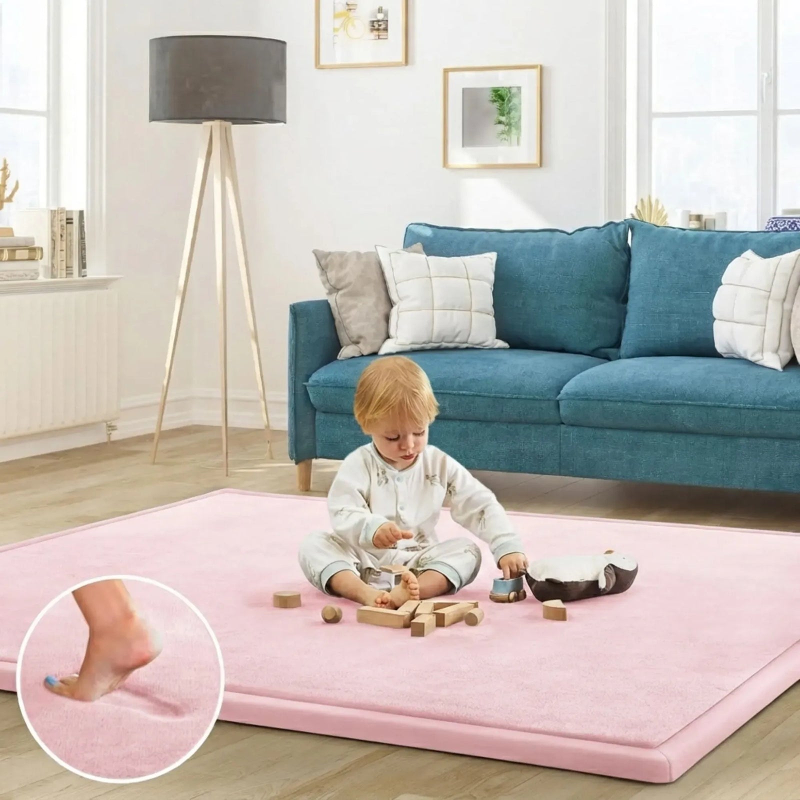 CARLA HOME Baby Play Mat 200x300cm, Thick Foam Crawling Mat, Infants, Pink