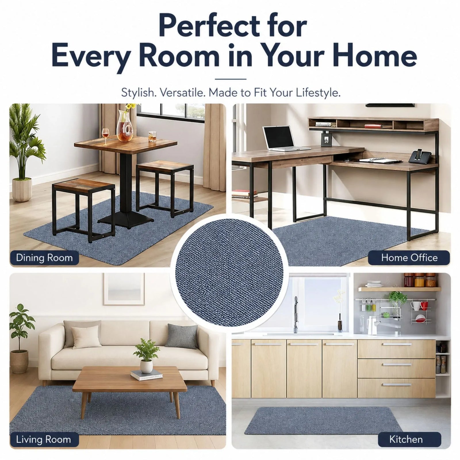 CARLA HOME Office Chair Mat Hard Floor Protector, 120x90 cm, Anti-Slip, Grey