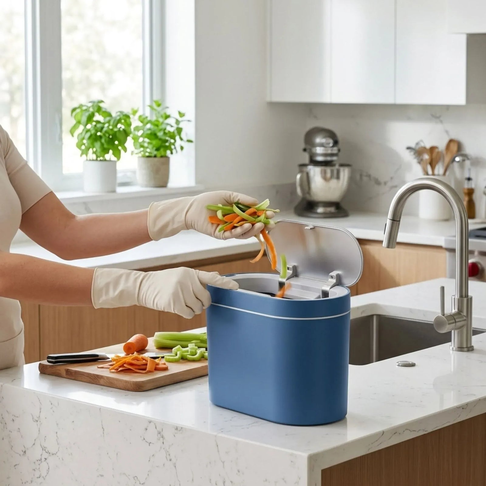 CARLA HOME 2-Pack Motion Sensor Trash Can - Touchless Bin - Blue - Smart Sensor Trash Can