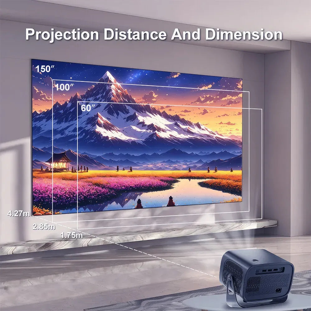 5G 4K Smart Projector Black with WiFi, Bluetooth, HDMI, USB for Home Theater