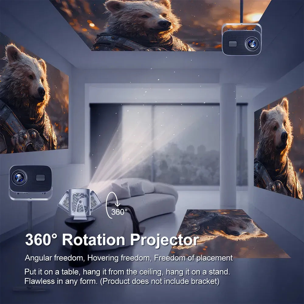 5G 4K Smart Projector Black with WiFi, Bluetooth, HDMI, USB for Home Theater