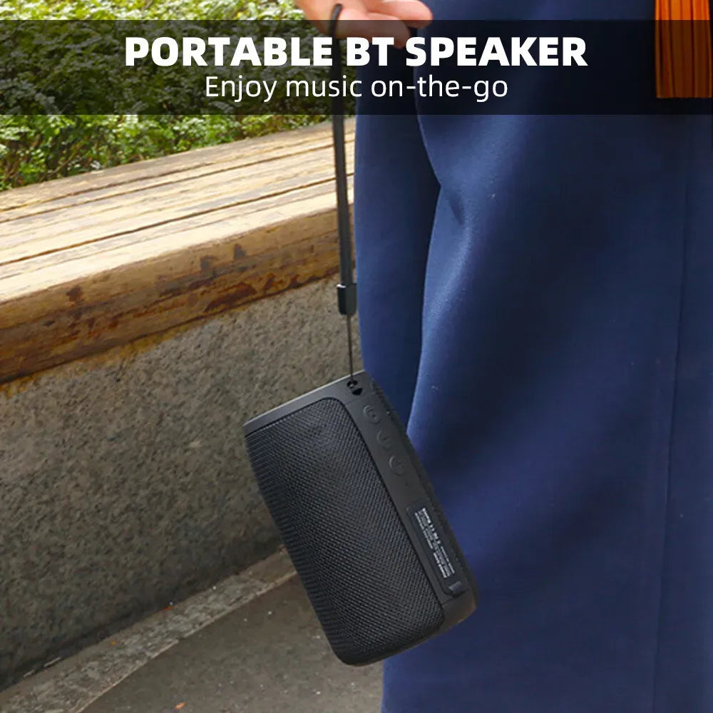 Waterproof Portable Bluetooth 5.0 Wireless Speaker in Black with 2000mAh Battery