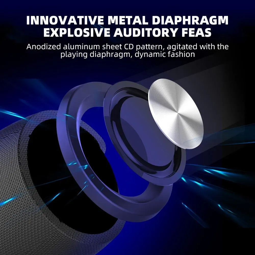Waterproof Portable Bluetooth 5.0 Wireless Speaker in Black with 2000mAh Battery