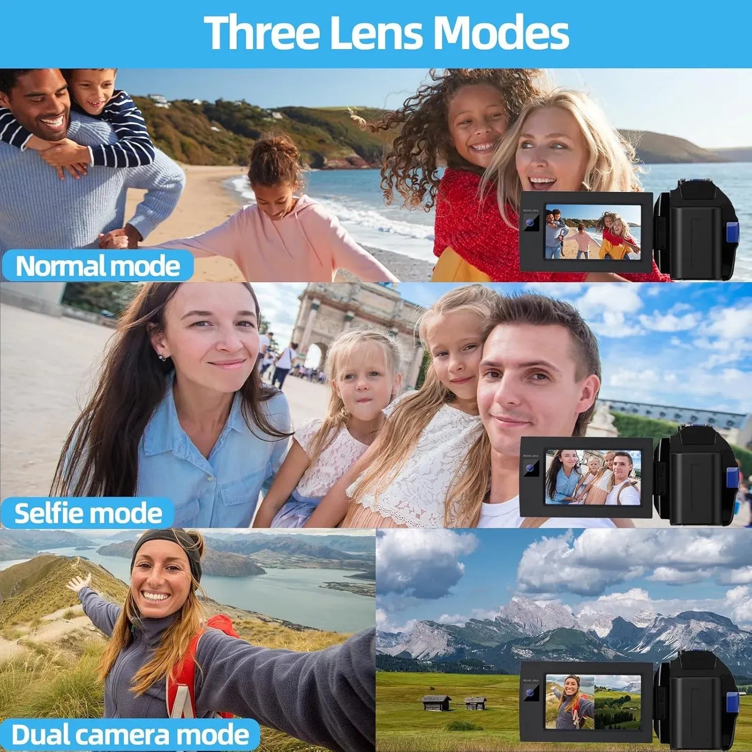 5K Video Camera with 56MP Dual Lens, WiFi, IR Night Vision, and 64GB SD Card in Black