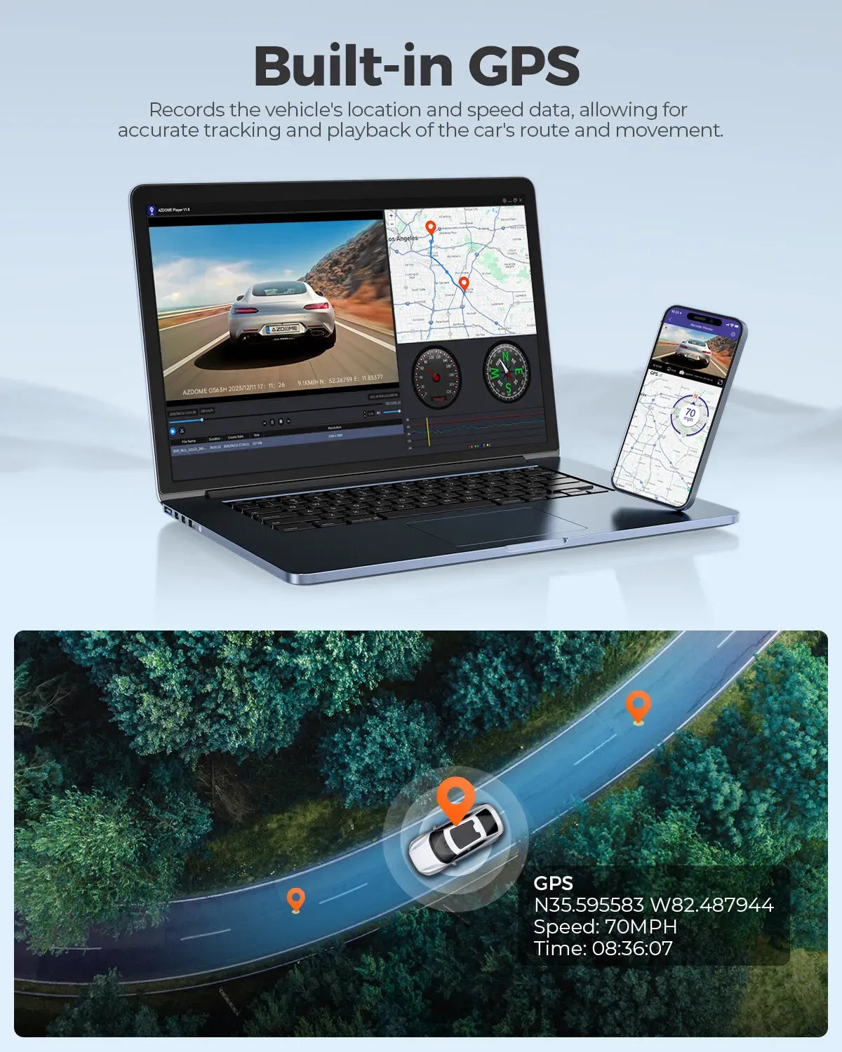 4K Ultra HD 2160P WiFi Dash Cam in Black with GPS and IR Night Vision