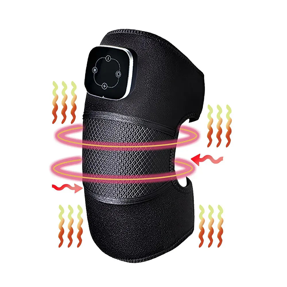 Heated Knee Brace Wrap with Vibration and Heat Therapy in Black, 51cm