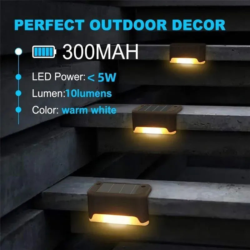 Multicoloured warm Solar LED Deck Lights - Black Outdoor Pathway and Garden Lighting, 4-Pack