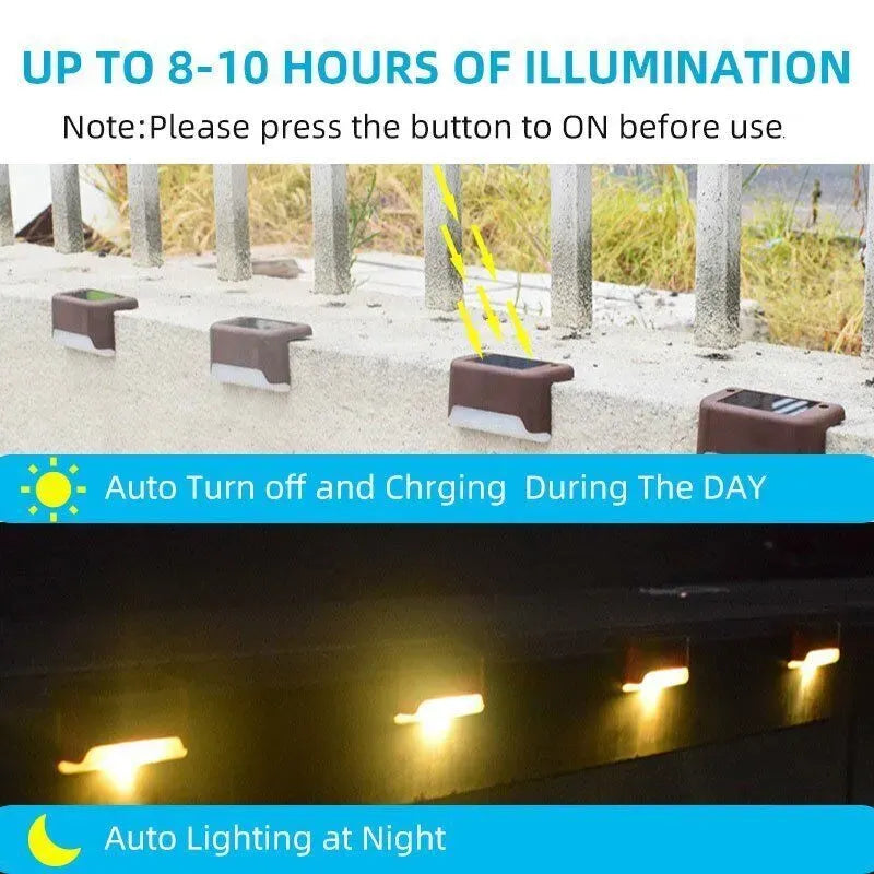 Multicoloured warm Outdoor Solar LED Deck Lights - Warm White, Black, 8-Pack for Garden, Patio, Pathway, Stairs