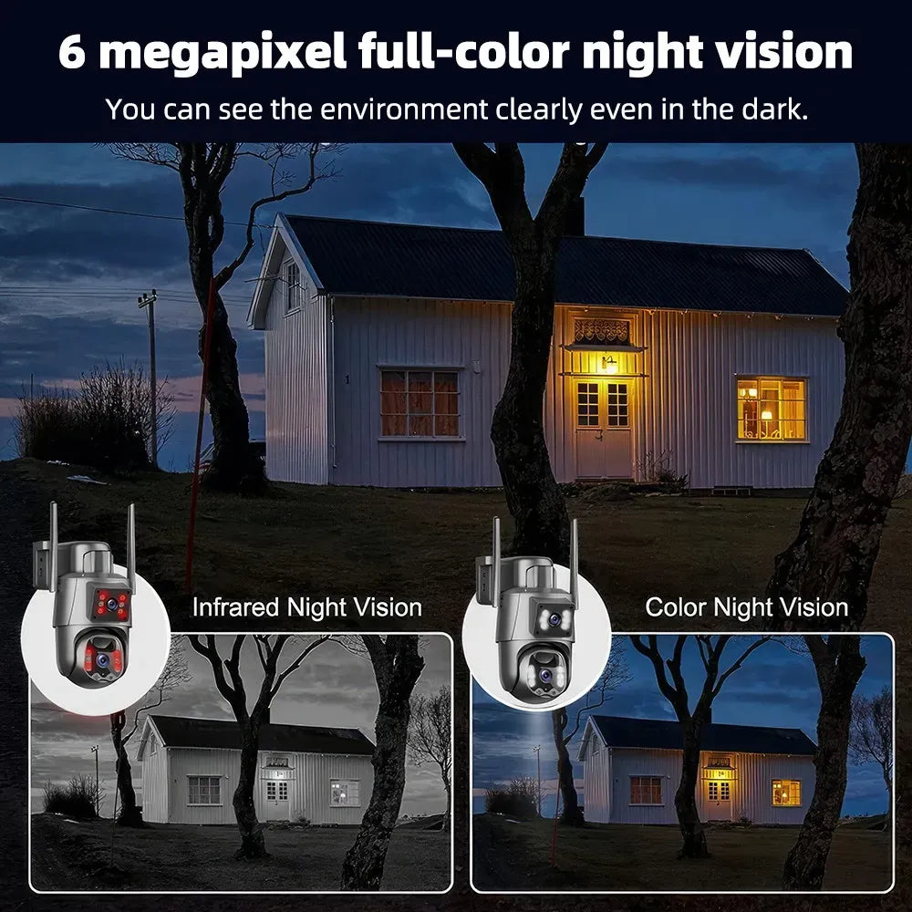 Dual Lens 8MP Full HD Solar Security Camera with 360° View and Night Vision