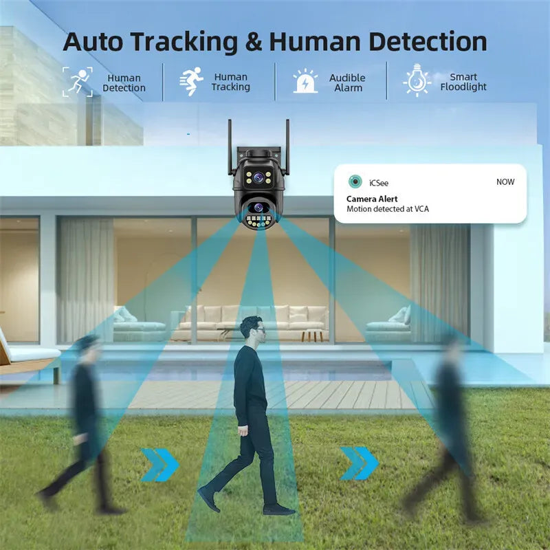 4K 8MP Wireless IP Camera in Black with Outdoor PTZ and Night Vision