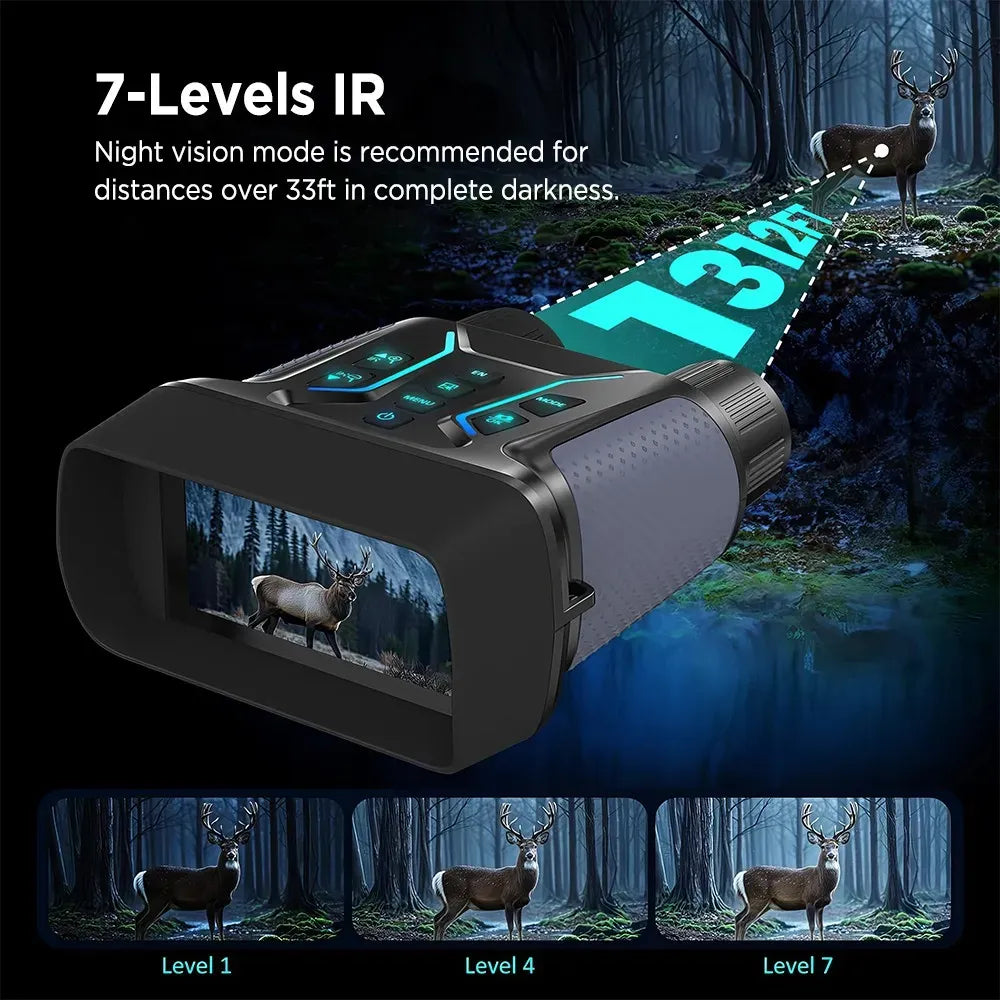 36MP 8X Zoom 4K Infrared Night Vision Binoculars with 4.5" Screen - Black