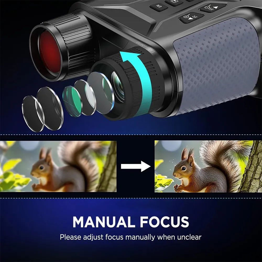 36MP 8X Zoom 4K Infrared Night Vision Binoculars with 4.5" Screen - Black
