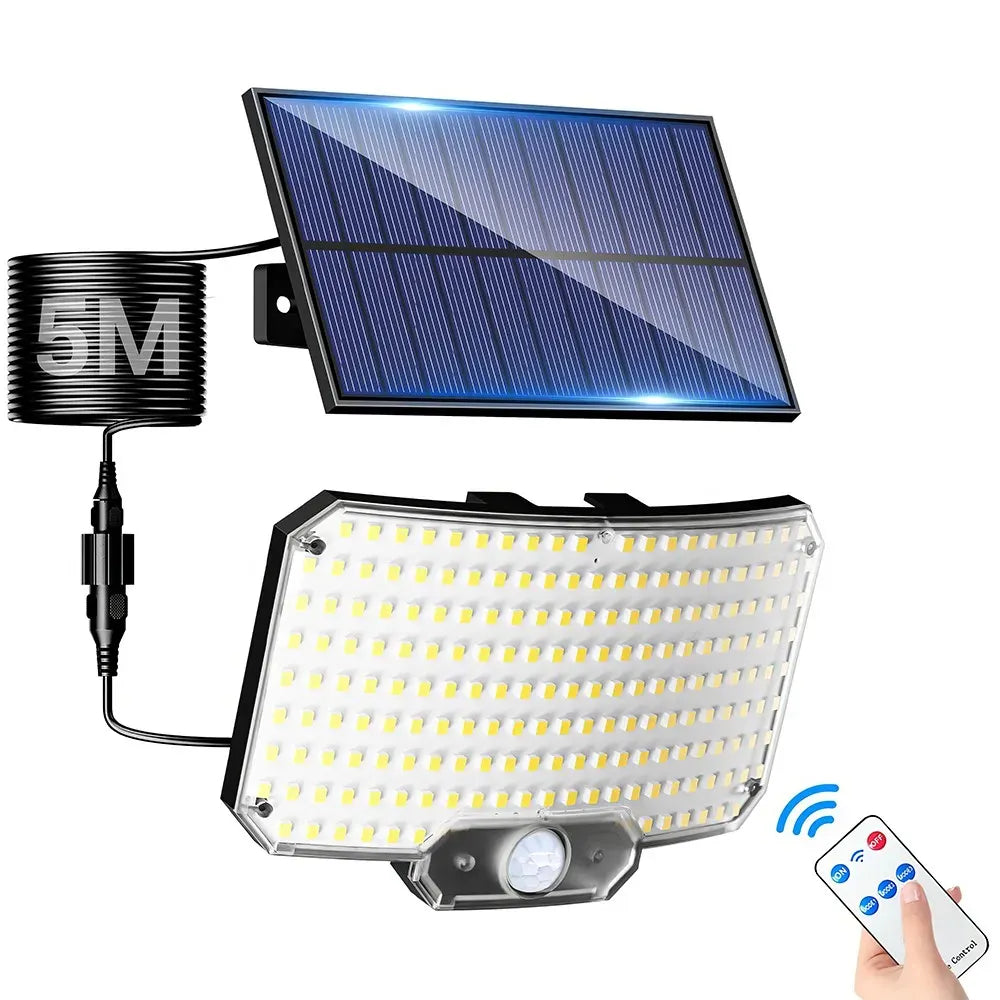 238LED Solar Powered Motion Sensor Outdoor Security Flood Light - Black