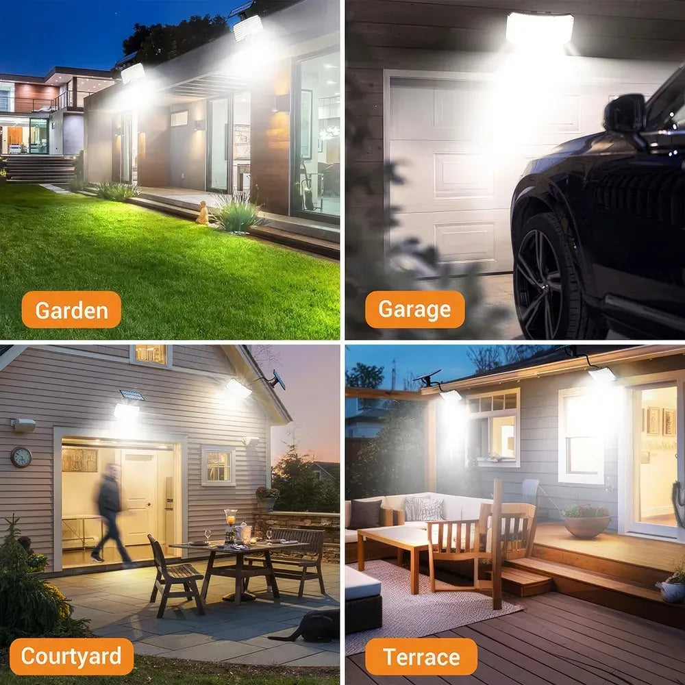 238LED Solar Powered Motion Sensor Outdoor Flood Light in Black
