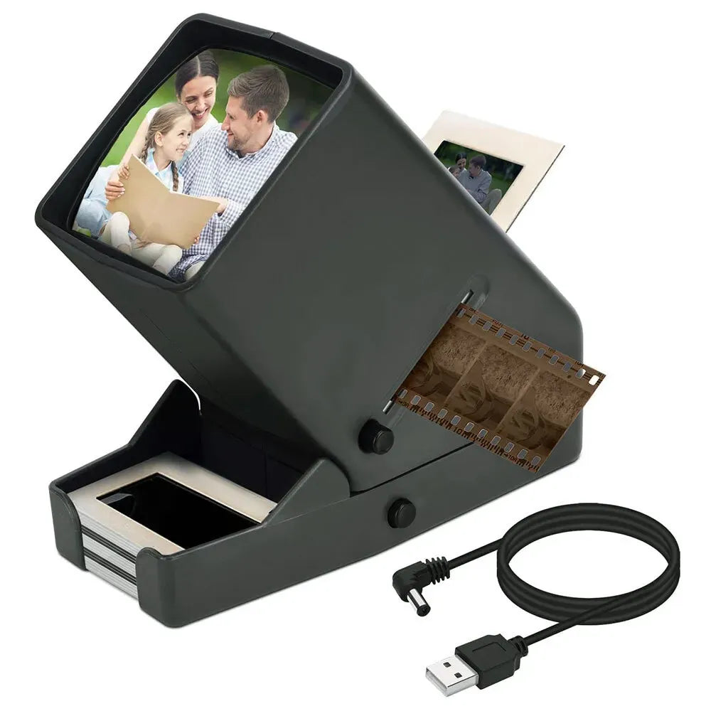 Photography Slide Viewer with 3X Magnification, Black, Desktop Design
