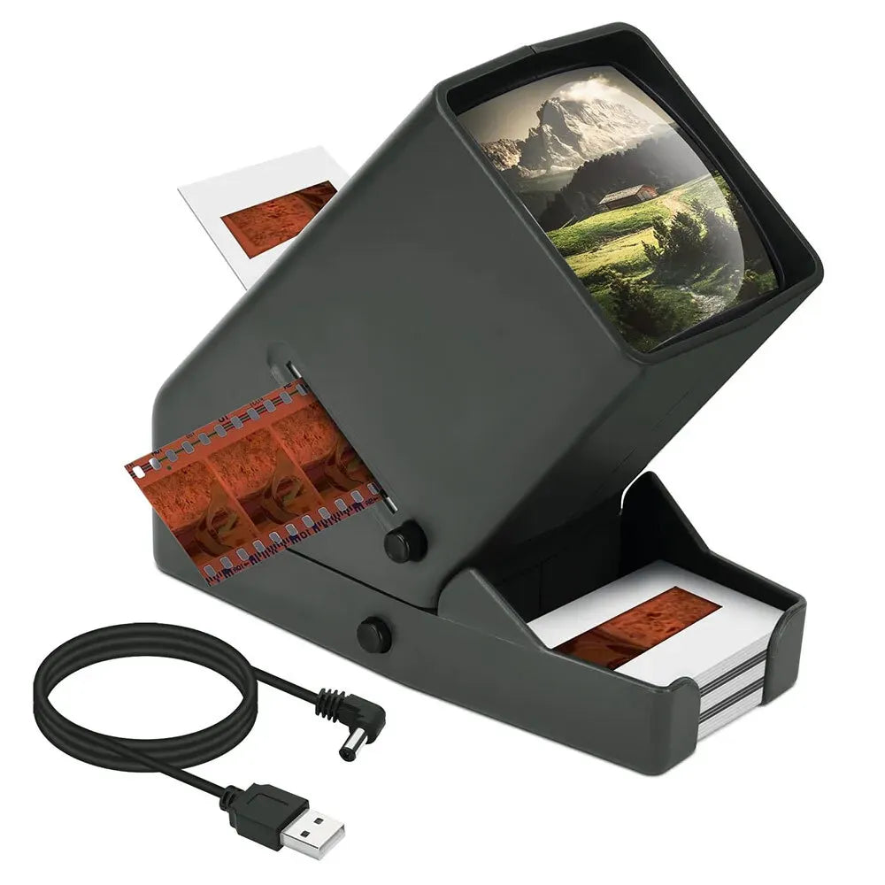 Photography Slide Viewer with 3X Magnification, Black, Desktop Design