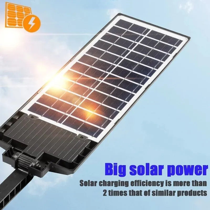 2-Pack 80000LM Black Solar Street Light with 504 LEDs and Remote Control