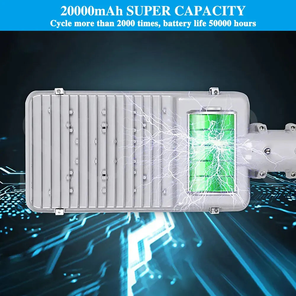 Solar LED Street Light Black Waterproof Outdoor Flood Lamp with Remote Control