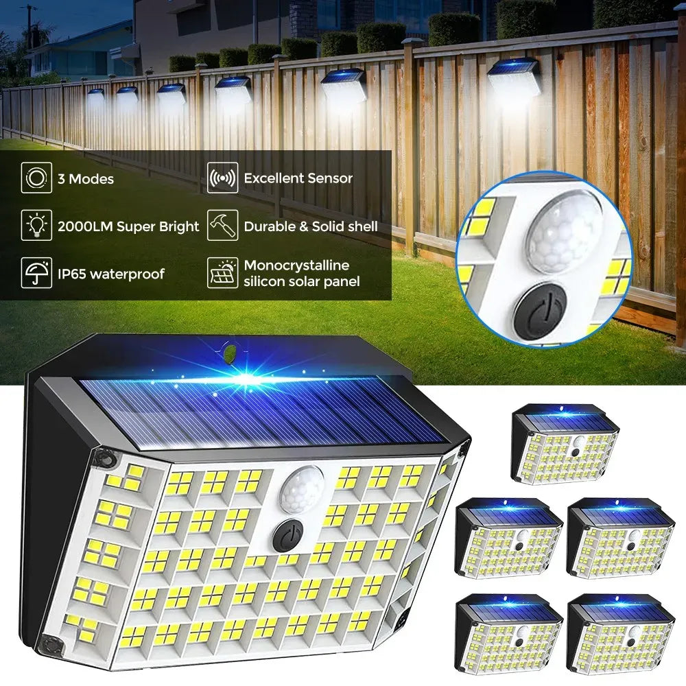 6 Pack Black Solar Motion Sensor Lights Outdoor Security Lamp 2000LM IP65