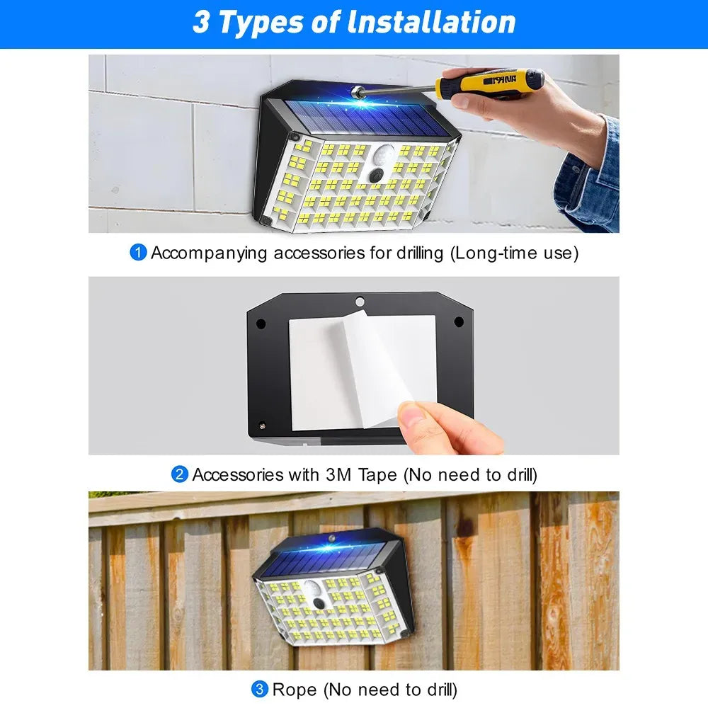 6 Pack Black Solar Motion Sensor Lights Outdoor Security Lamp 2000LM IP65