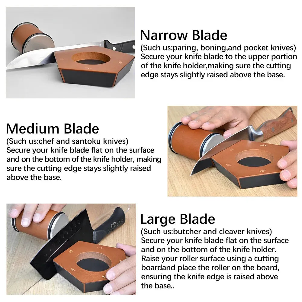 Brown Manual Knife Sharpener with Diamond Discs and Magnetic Angle Base