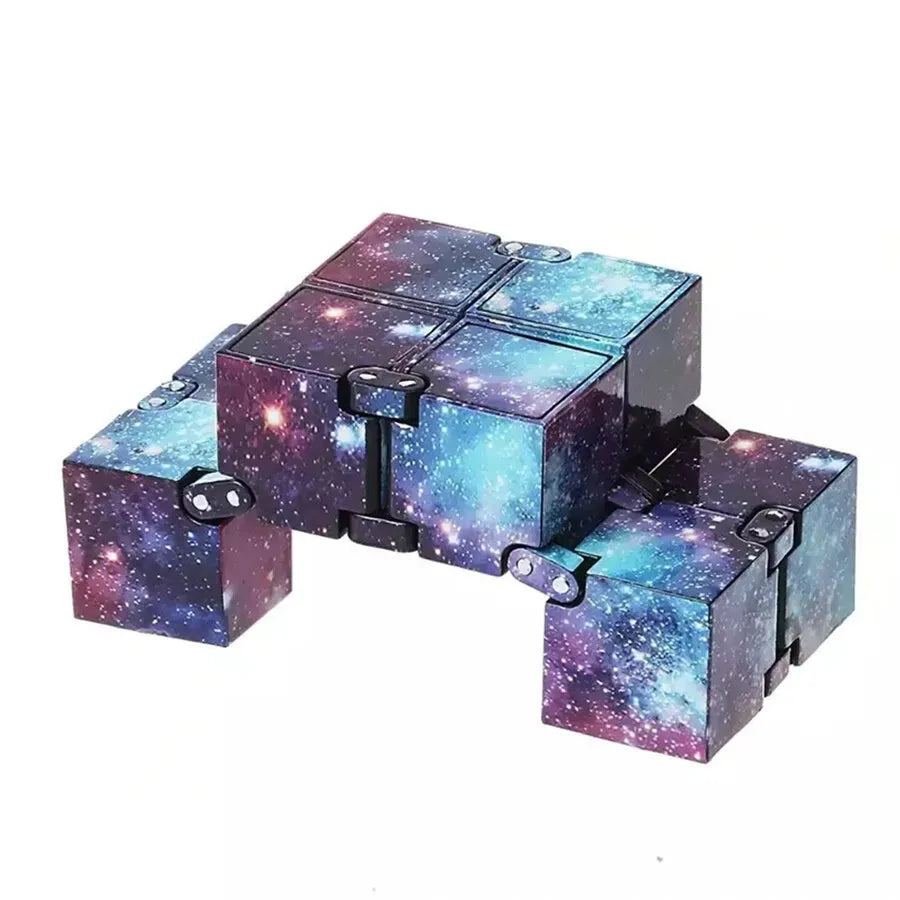 Infinity Cube Fidget Toy in Purple Starry Sky for Stress Relief and Sensory Play