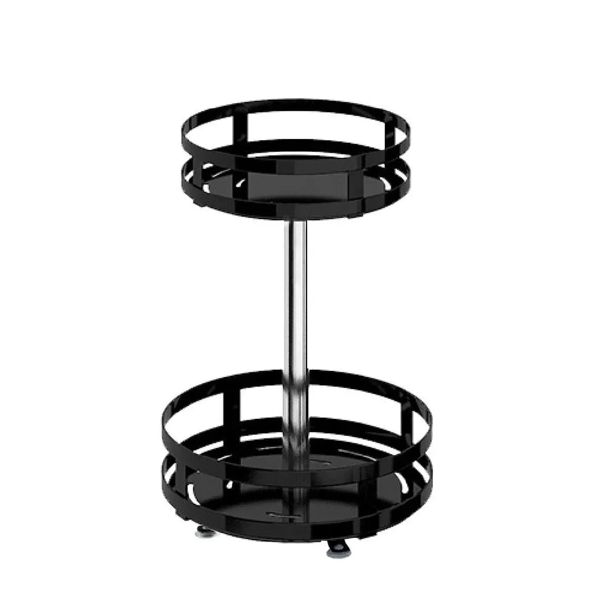 Black Kitchen Rotating Spice Rack - Double Layer Carbon Steel Organizer