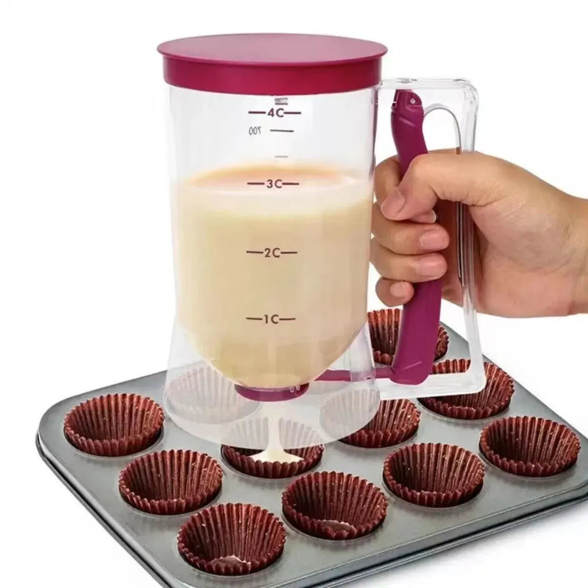 900mL Black Batter Dispenser for Waffles, Pancakes, and Cupcakes