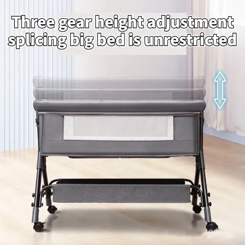Portable Baby Bassinet Cot Crib Bedside Co Sleeper in Grey - 92x68x80CM